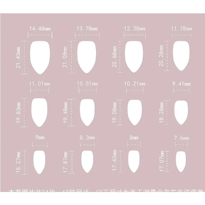 Set of 24 minimalist press on nails with short almond and oval French tips from Nova Mart, perfect for easy nail beautification.