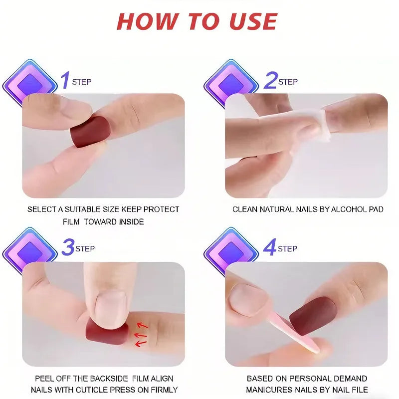 Set of 24 minimalist press on nails featuring short almond and oval French tips from Nova Mart for natural-looking nail enhancements.