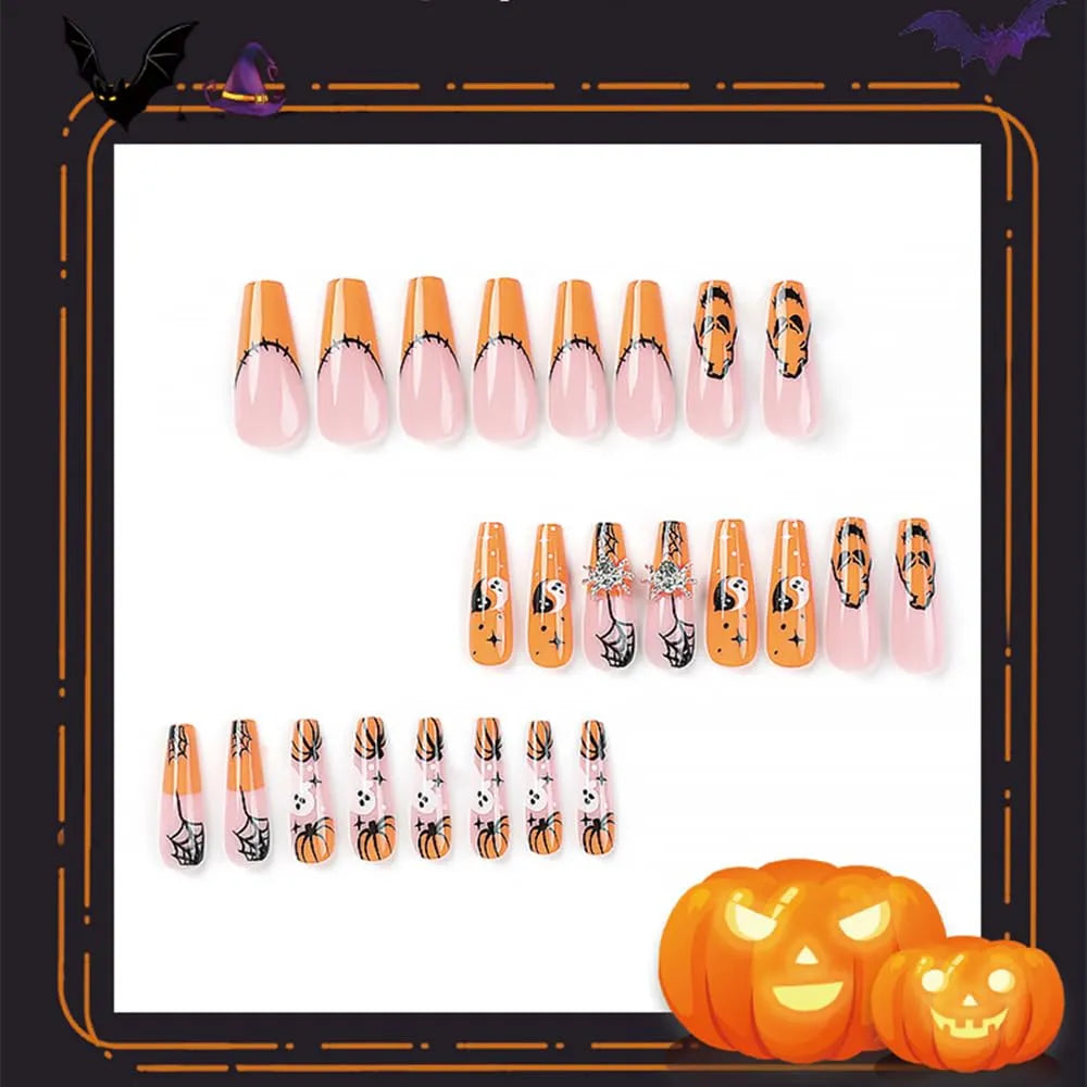 Set of 24 almond-shaped press on nails in neutral tones from Nova Mart for easy beauty and nail care application.