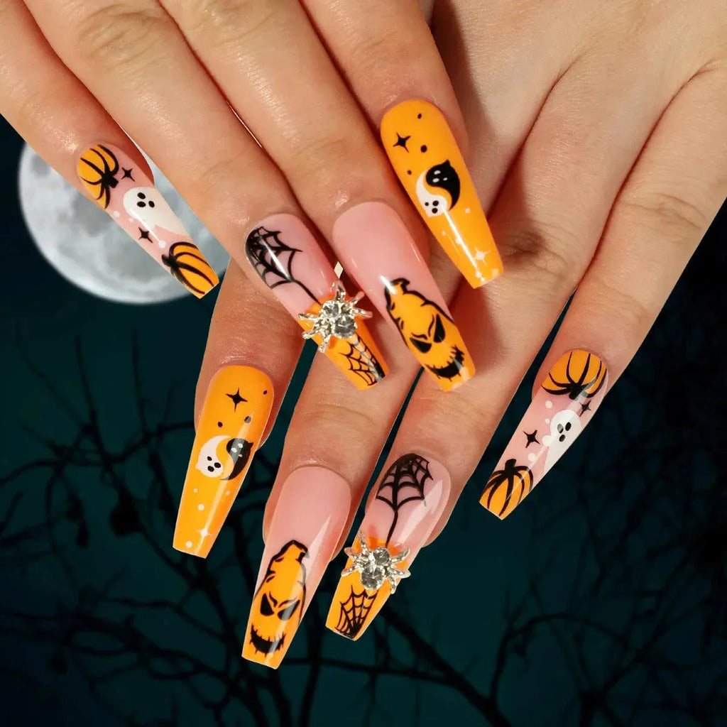 Set of 24 almond-shaped press-on nails from Nova Mart, Ballerina style, for easy beauty and nail care application.