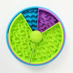 Nova Mart 3-in-1 interactive pet slow feeder bowl with lick mat and puzzle features for engaging pet care.