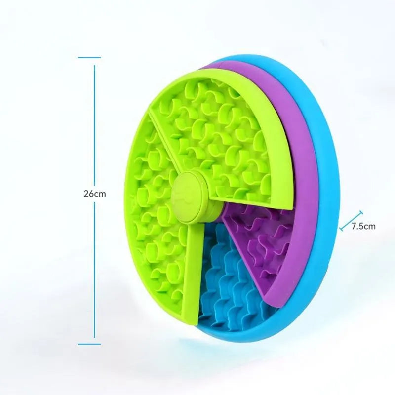 Nova Mart 3-in-1 interactive pet slow feeder bowl with lick mat and puzzle for engaging pet feeding and mental stimulation.