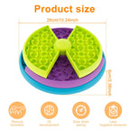 Nova Mart 3-in-1 interactive pet slow feeder bowl with lick mat and puzzle features for engaging pet care.
