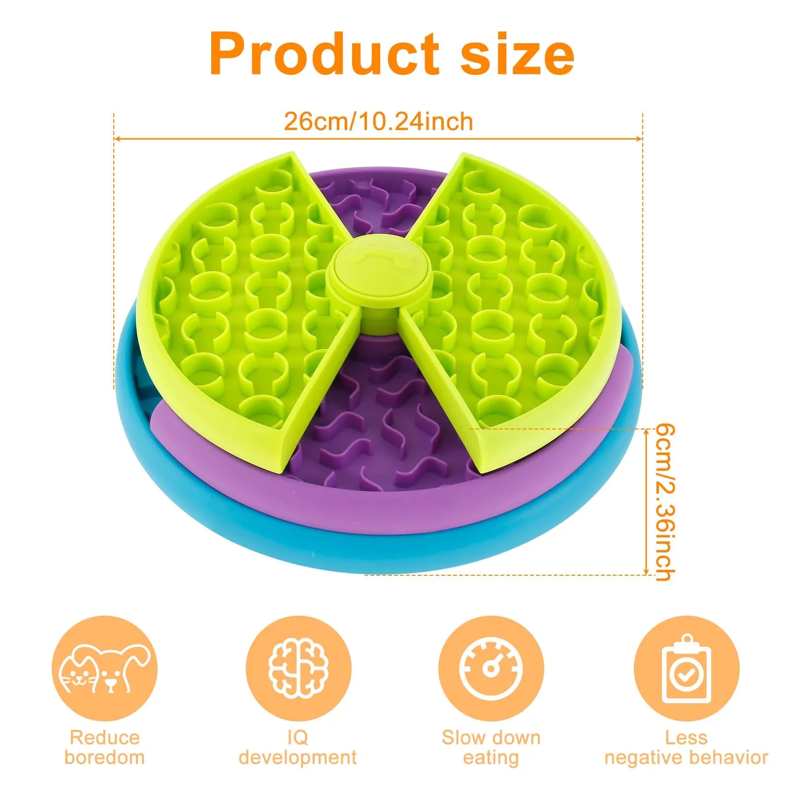 Nova Mart 3-in-1 interactive pet slow feeder bowl with lick mat and puzzle features for engaging pet care.