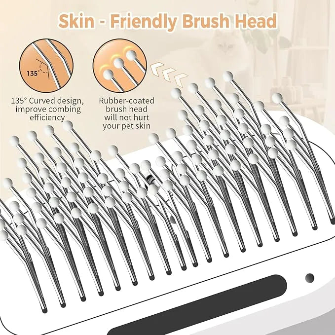 Nova Mart 3-in-1 Pet Steam Brush for cats and dogs, showing the grooming comb with water spray feature and ergonomic handle.