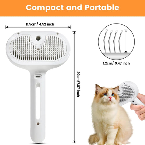 3-in-1 Pet Steam Brush – Water Mist Grooming System