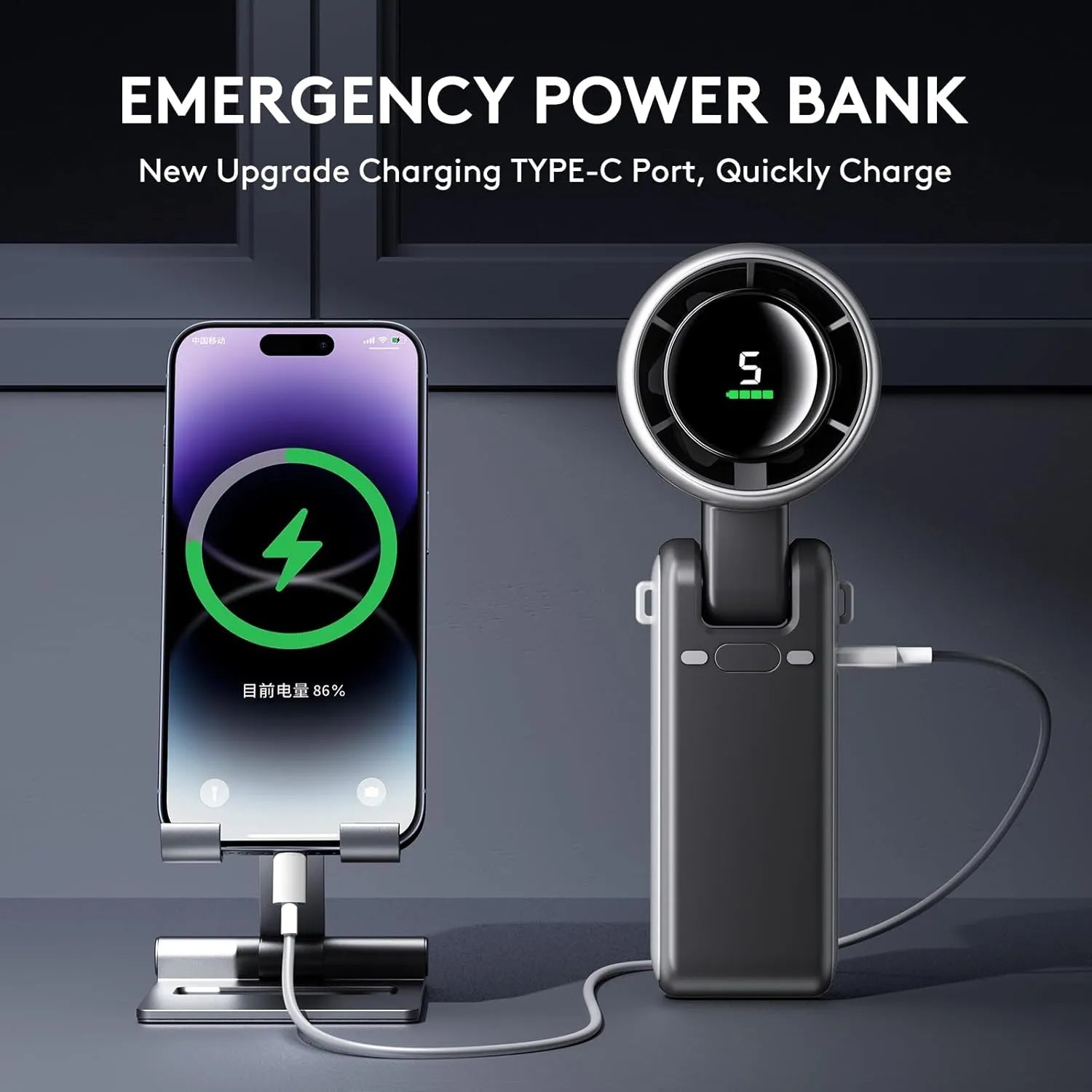 Nova Mart 3-in-1 portable handheld turbo fan with 5-speed settings and 2500mAh battery, shown in use with adjustable blades and handle.
