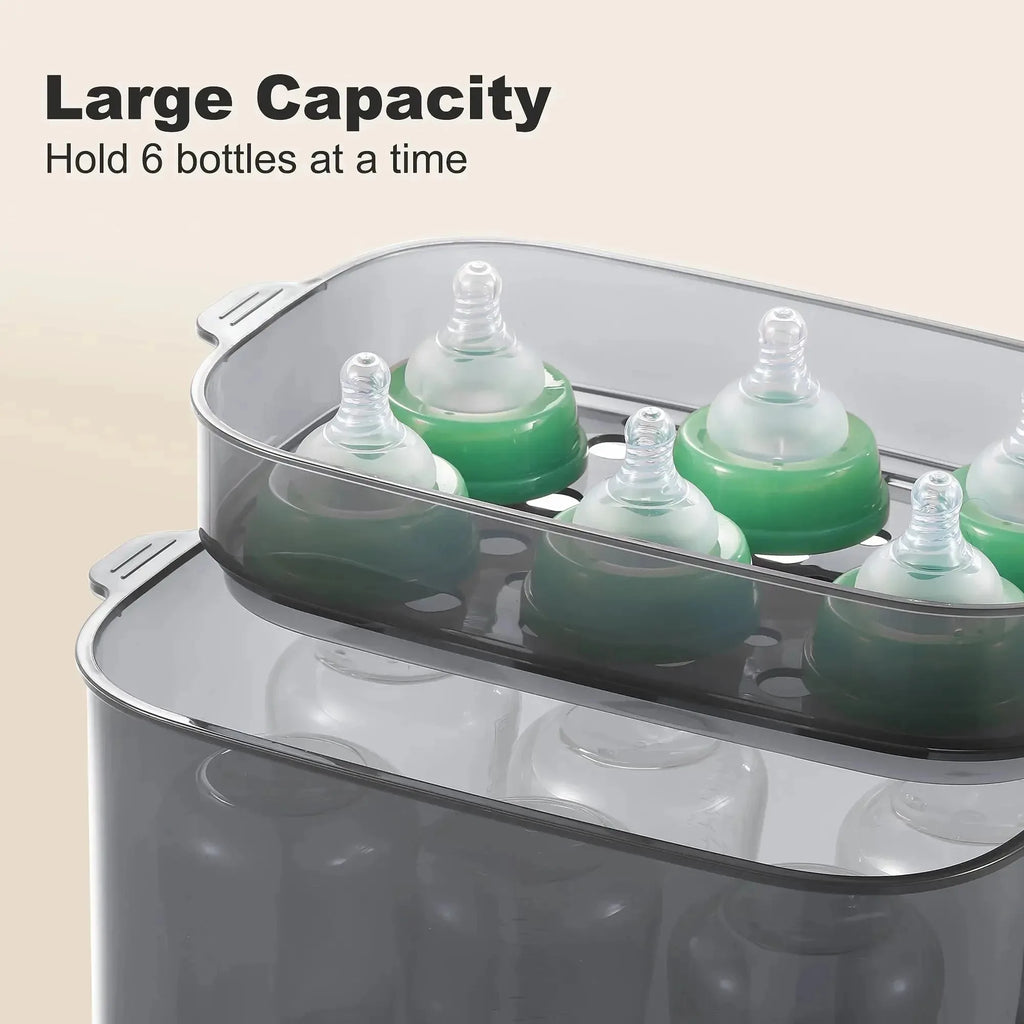 Nova Mart 4-in-1 baby bottle sterilizer and dryer with LED touch control, steam sanitizer, and auto shut-off for all bottle types.