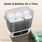 Nova Mart 4-in-1 baby bottle sterilizer and dryer with LED touch control, auto shut-off, suitable for all bottle types.