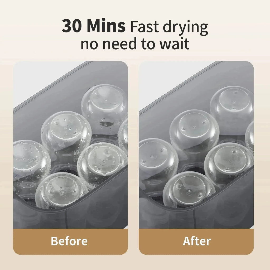 Nova Mart 4-in-1 baby bottle sterilizer and dryer with LED touch control, steam sanitizing, and auto shut-off for all bottles