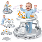 Nova Mart 4-in-1 safety baby walker with music, lights, and toy panel, showing colorful design and sturdy frame.