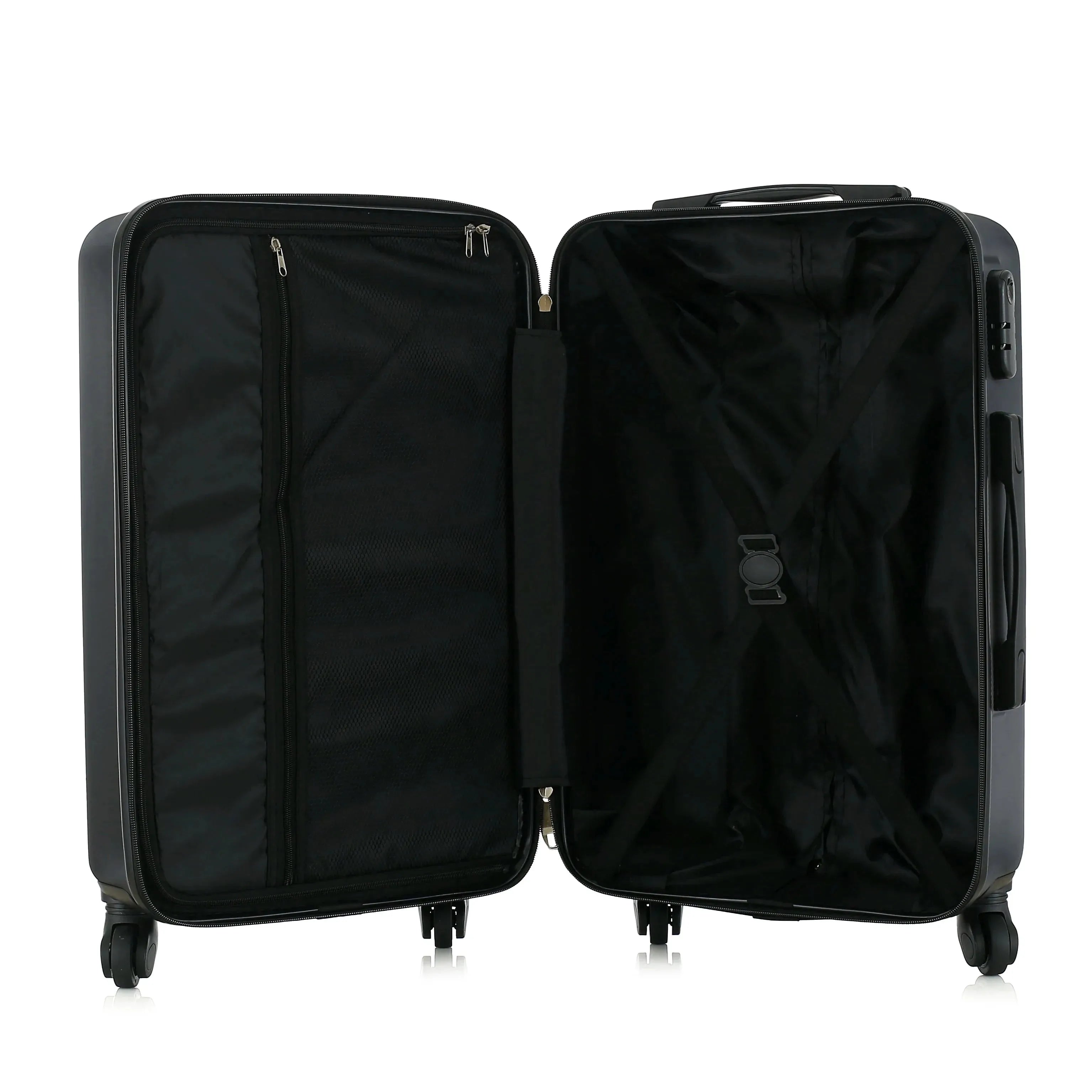 Set of four ABS hardside luggage pieces with a cosmetic case, durable travel luggage set by Nova Mart.