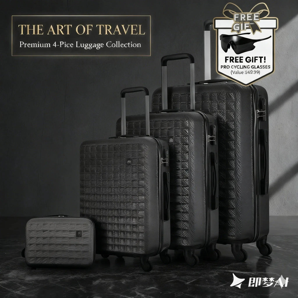 Nova Mart 4-piece ABS hardside spinner luggage set with 18, 23, 27-inch suitcases and a 13-inch cosmetic case, lightweight and secure.