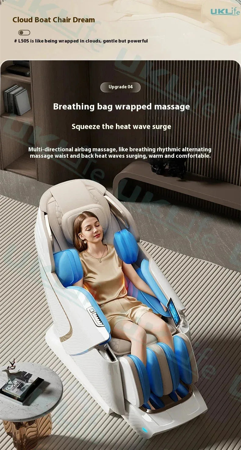 Nova Mart 4D SL-Track zero gravity massage chair with full body design and sleek black finish, featuring built-in massage rollers.