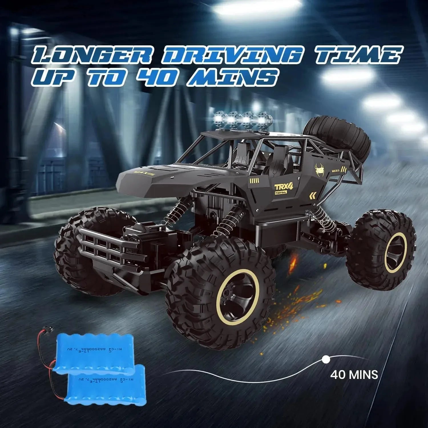 Nova Mart 4WD RC Rock Crawler off-road rechargeable truck with rugged tires and detailed body, designed for outdoor adventure.