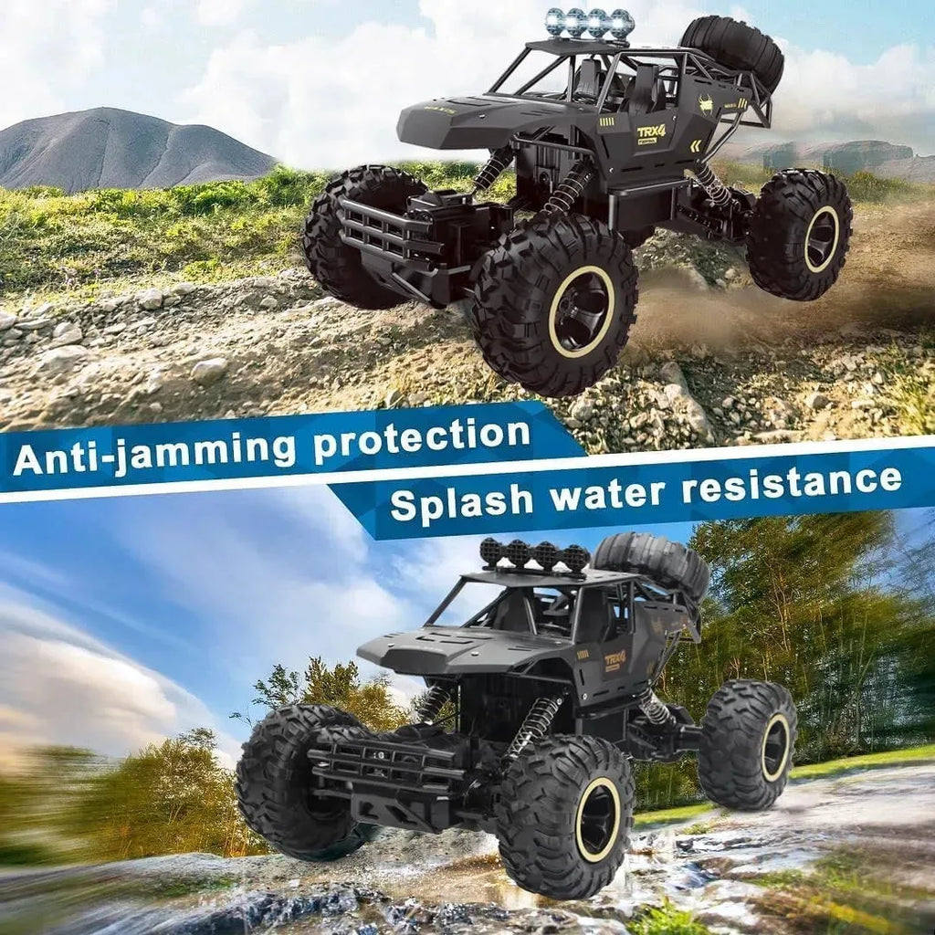 Nova Mart 4WD RC Rock Crawler off-road rechargeable truck with rugged tires and detailed body for outdoor adventure play.