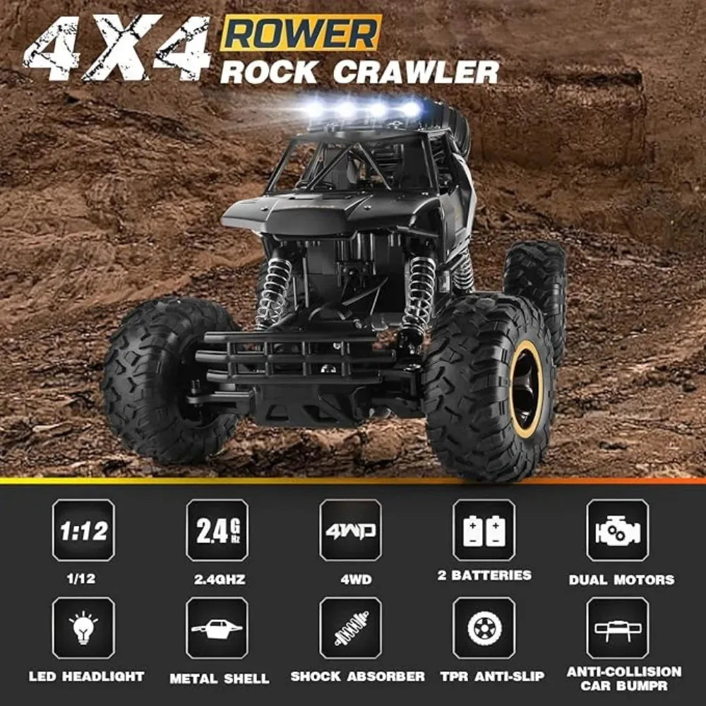 Nova Mart 4WD RC Rock Crawler off-road rechargeable truck with rugged tires and durable body, designed for outdoor rock crawling.