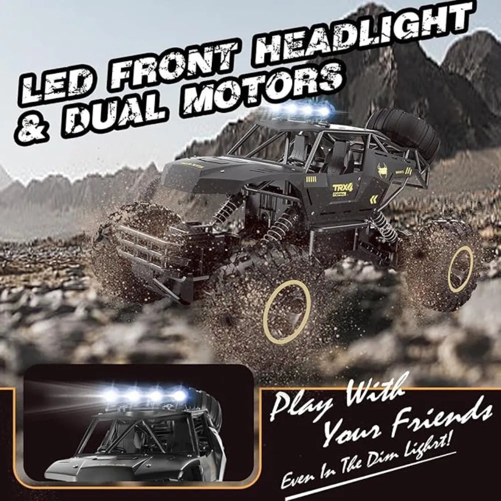 Nova Mart 4WD RC Rock Crawler off-road rechargeable truck with rugged tires and realistic design, ideal for outdoor RC toy adventures.