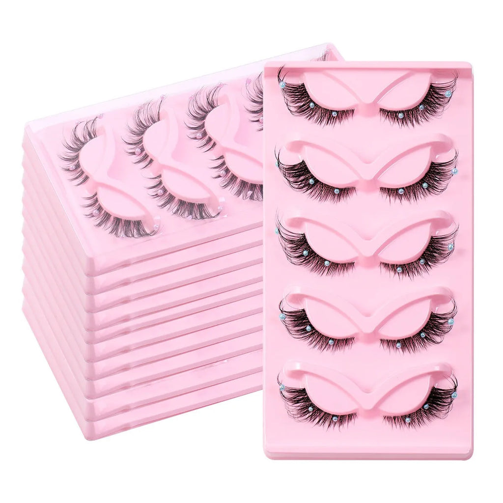 5 pairs of Nova Mart 3D Foxy Cat Eye Cluster Lashes false eyelashes for a bold, dramatic eye look in beauty and nail care.