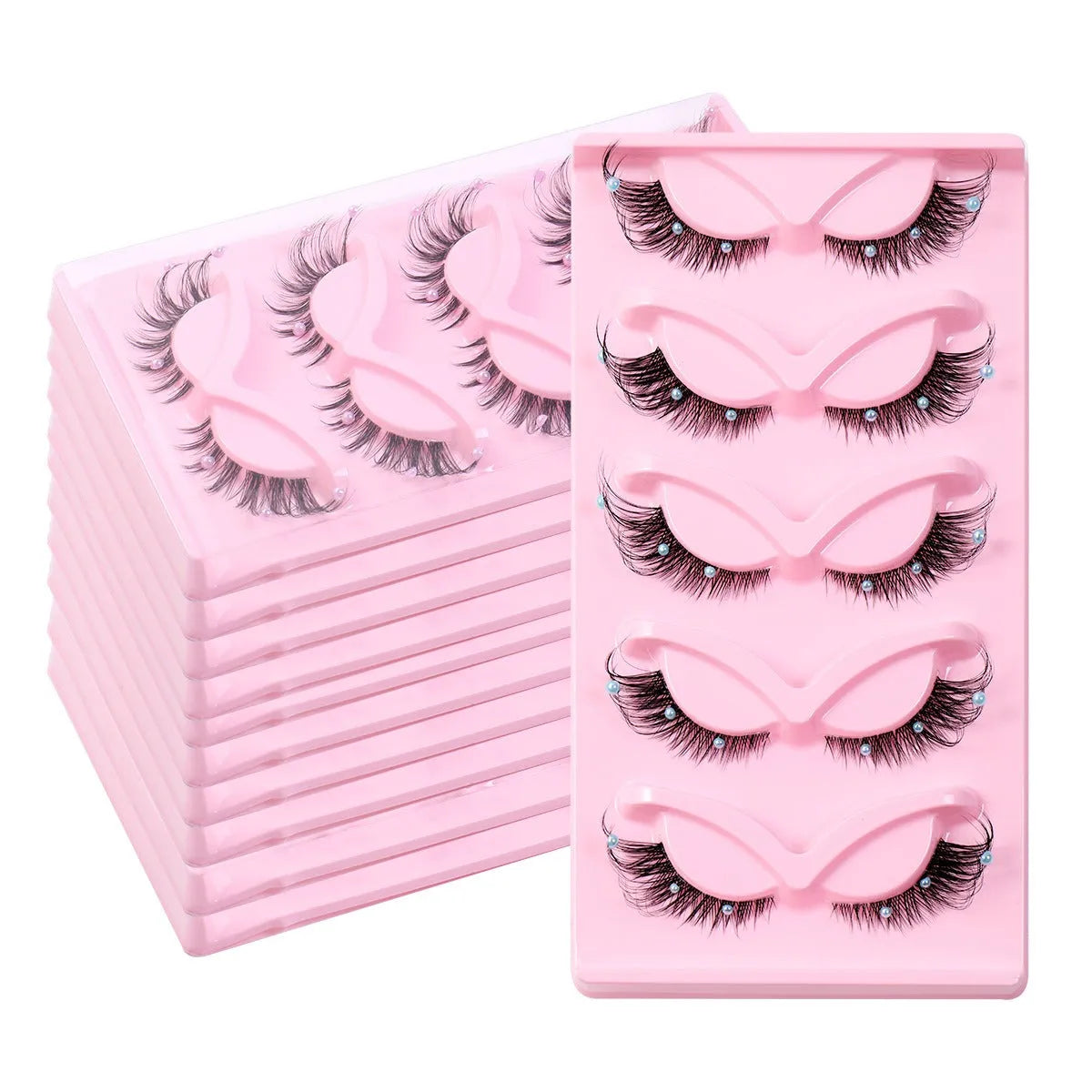 5 pairs of Nova Mart 3D Foxy Cat Eye Cluster Lashes false eyelashes for a bold, dramatic eye look in beauty and nail care.