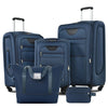 Set of five Nova Mart softside expandable luggage pieces with TSA locks, featuring durable wheels and multiple compartments.