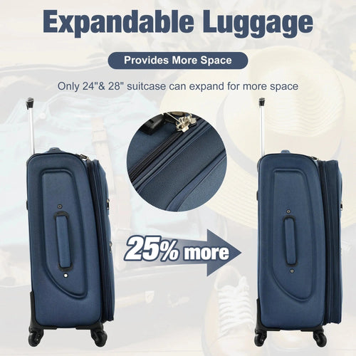 5-Piece Softside Expandable Luggage Set – Durable 610D Oxford Fabric