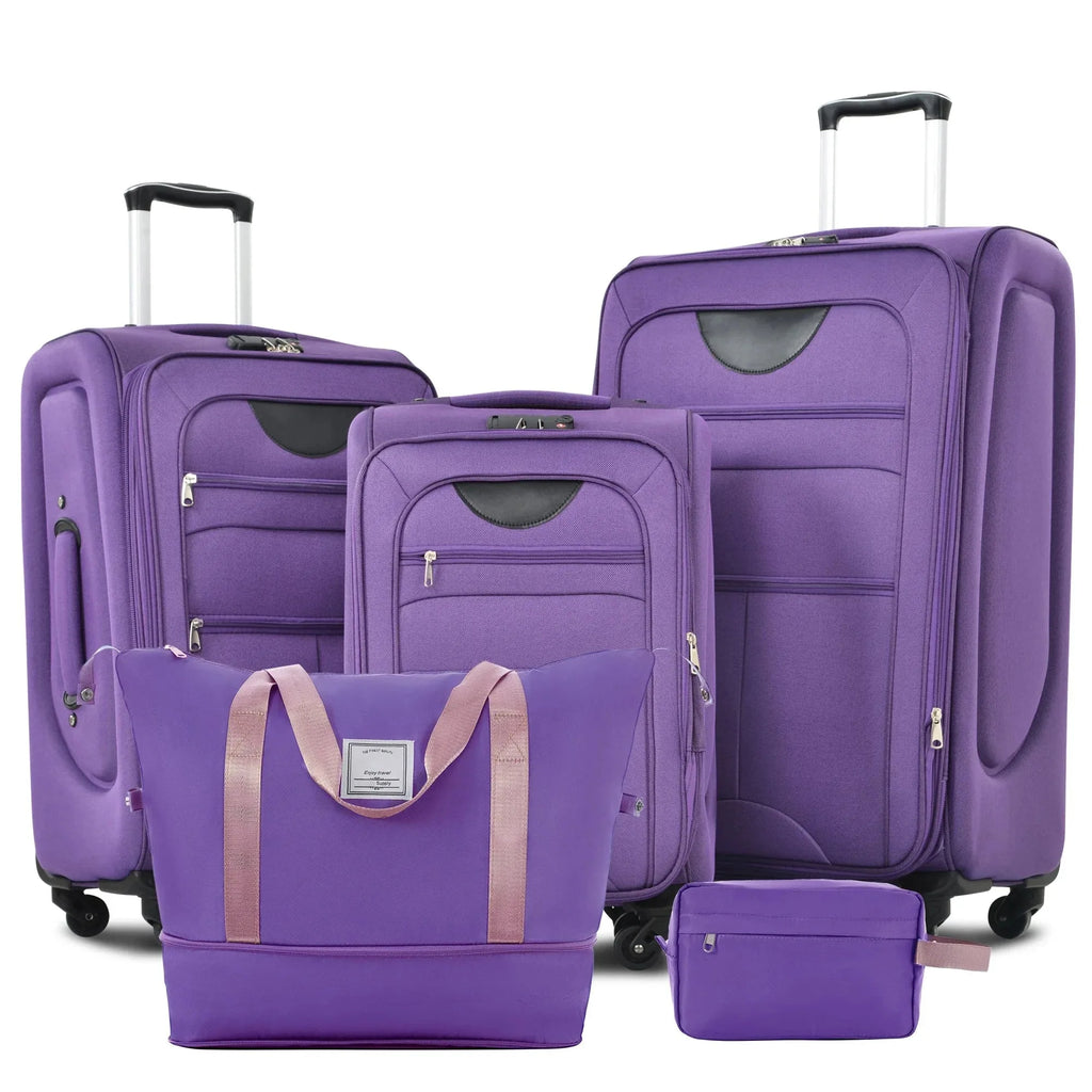 Nova Mart 5-piece softside expandable luggage set with TSA locks, featuring multiple suitcases with handles and wheels.