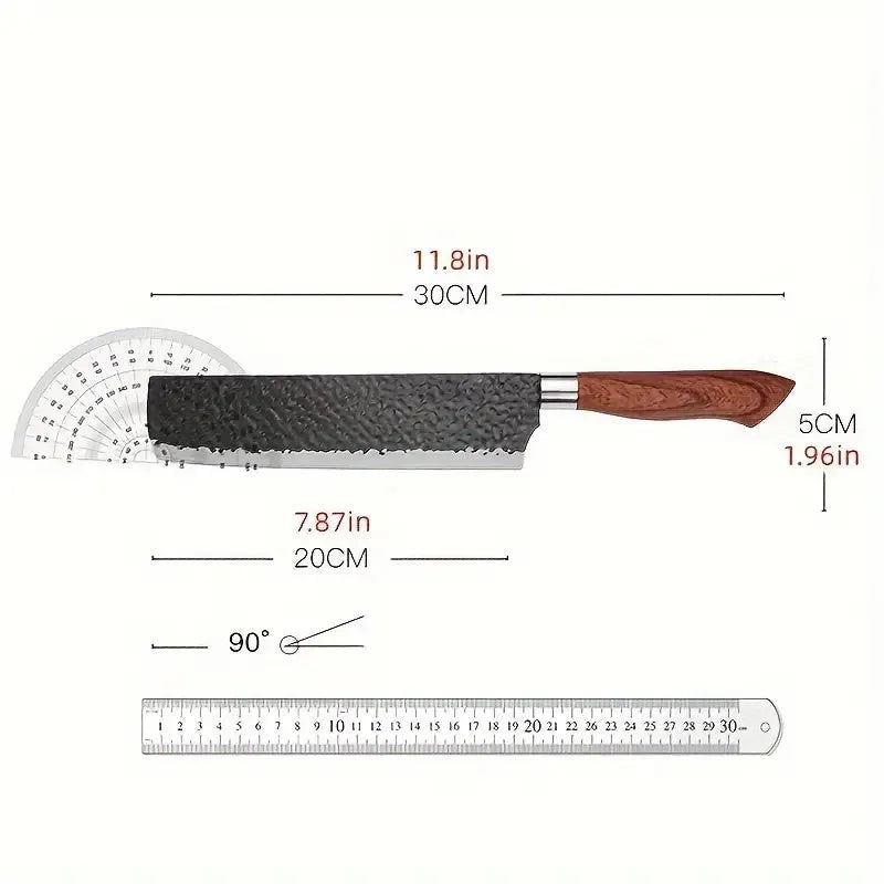 Six-piece Nova Mart steel kitchen knife set with wooden handles arranged in a gift case for cooking and dining use.