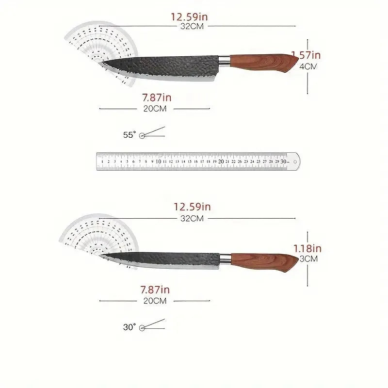Six-piece Nova Mart steel kitchen knife set with handles, stored in a black gift case for dining and cooking use.