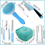 Nova Mart 7-piece pet grooming kit with self-cleaning brush and nail clipper, ideal for maintaining pet hygiene and grooming.
