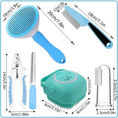 7-Piece Pet Grooming Kit – Self-Cleaning Bristles