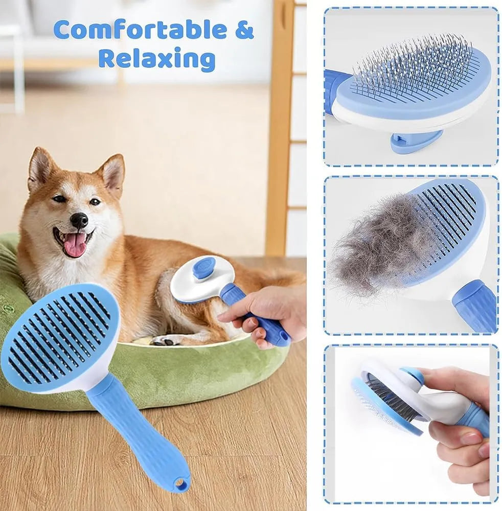 Nova Mart 7-piece pet grooming kit including a self-cleaning brush and nail clipper for easy pet care grooming.