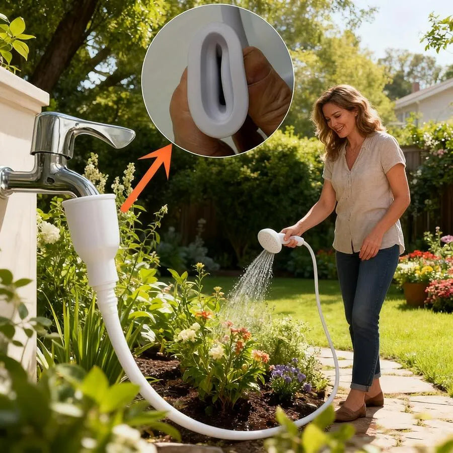 Nova Mart handheld faucet sprayer for hair wash and pet bath, portable bathroom accessory with adjustable water flow.