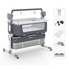 Automatic rocking baby bassinet by Nova Mart with remote control, wheels, and cozy bedding for infants.