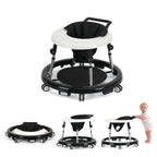 Foldable Nova Mart Wismind baby walker with adjustable height and activity tray, shown in a compact, open position on a wooden floor.