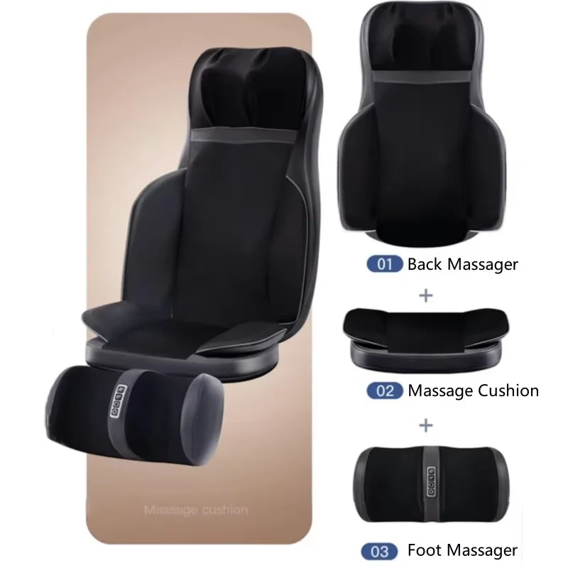 Nova Mart Shiatsu Neck and Back Massager with Heat, 3D kneading chair pad showing ergonomic design and plush fabric for relaxation.