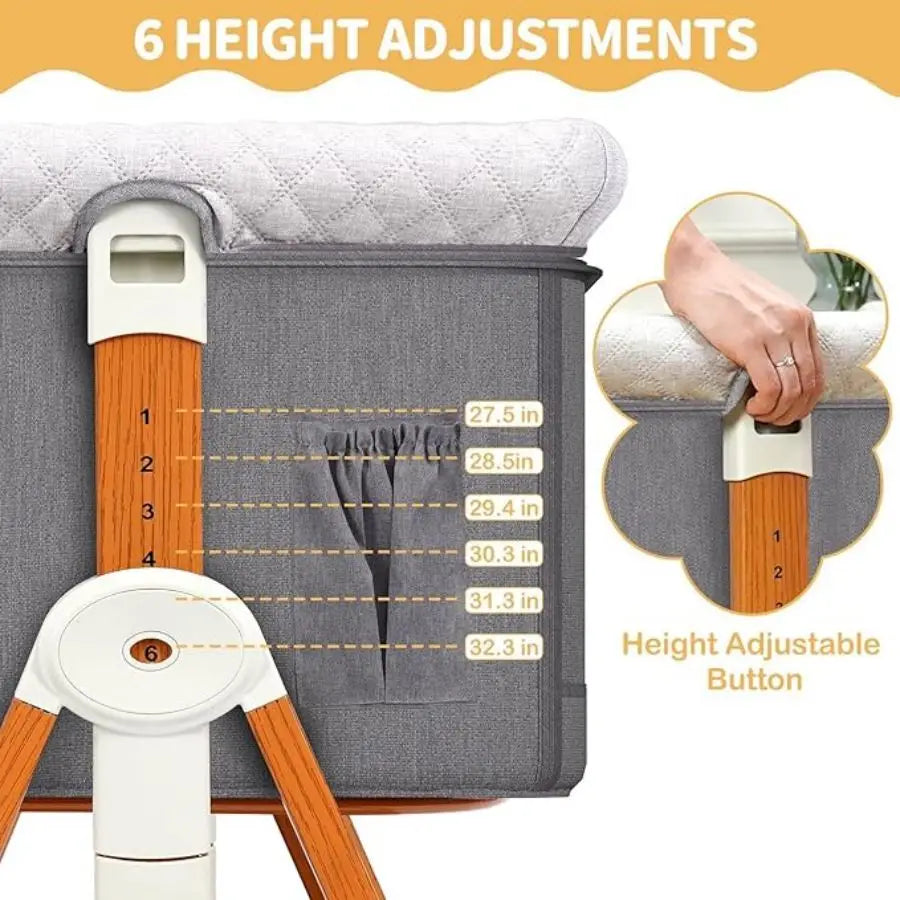 Foldable baby bassinet from Nova Mart with wheels and rocking feature, designed as a 3-in-1 bedside sleeper for infants.