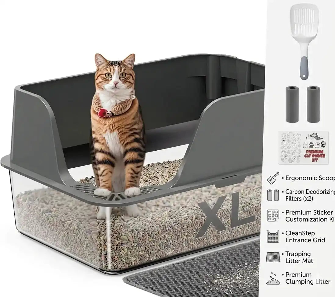 XL Stainless Steel Cat Litter Box – Side Opening Splash-Proof - Image 1