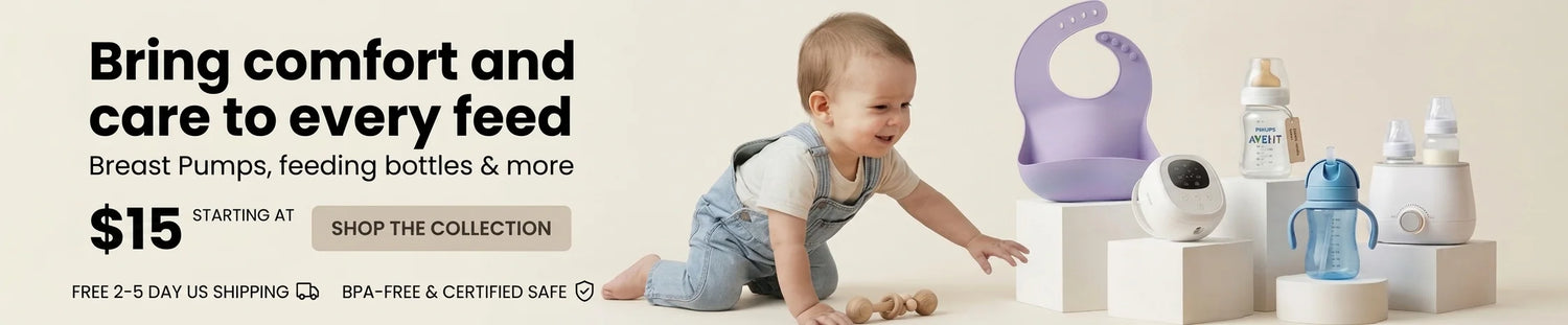 Shop Nova Mart's modern baby feeding collection featuring breast pumps, feeding bottles, and silicone bibs starting at $15. Fast 2-5 day US shipping, BPA-free and certified safe.