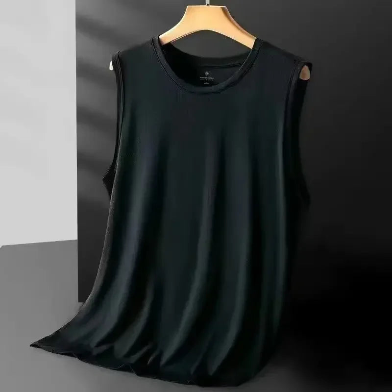 Men's ice silk mesh vest by Nova Mart, sleeveless summer top with breathable lightweight fabric, perfect for warm weather.