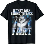 Unisex Funny Wolf Graphic T-Shirt with humorous slogan, casual streetwear style, featuring a bold wolf illustration on front.