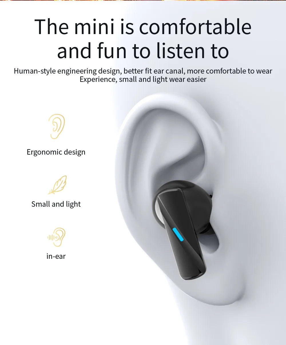 Wireless TWS ANC earbuds by Nova Mart with HiFi stereo sound, touch control, and 30-hour battery life in a sleek black design.