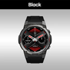 Nova Mart Zeblaze Vibe 7 Pro smart watch with AMOLED display, military-grade build, and Hi-Fi call features, shown on a wrist.