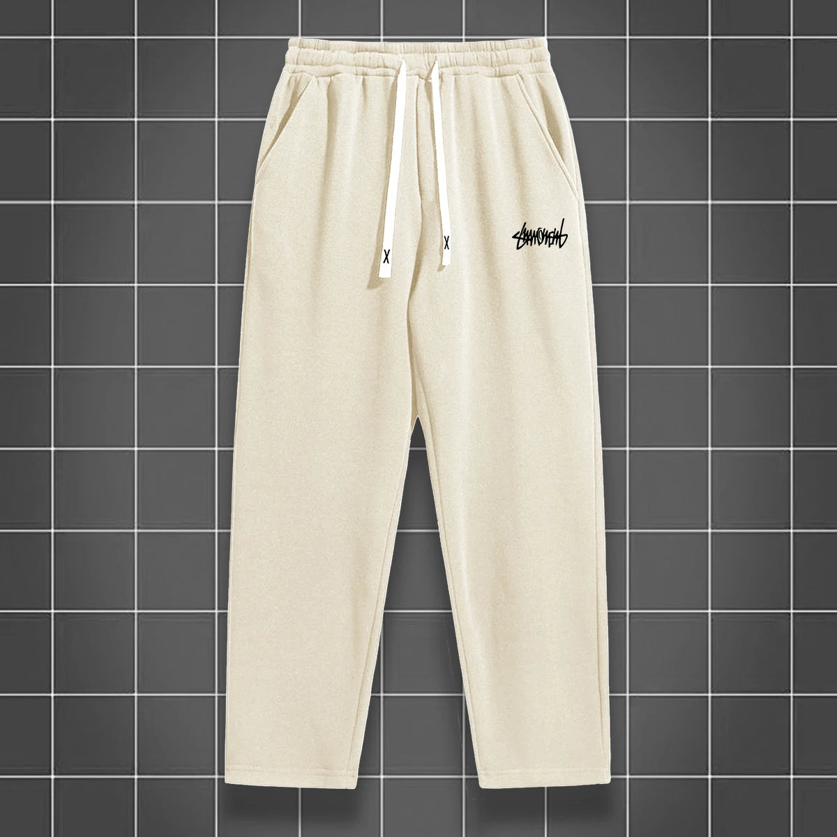Men's solid color straight leg jogging pants by Nova Mart, casual sportswear, lightweight and comfortable for active wear.
