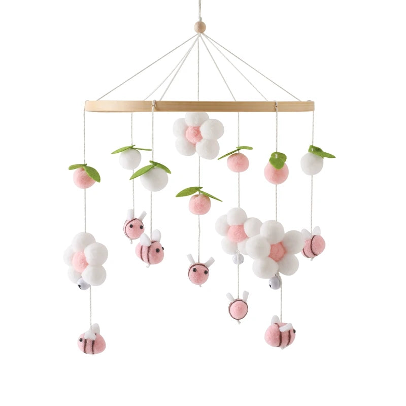 Wooden crochet star baby crib mobile with bell rattle toy, Nova Mart baby toy for soothing and entertainment in cribs.