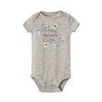 Baby boy's short sleeve birthday bodysuit from Nova Mart with festive "Happy Birthday Daddy" print, perfect for summer rompers.