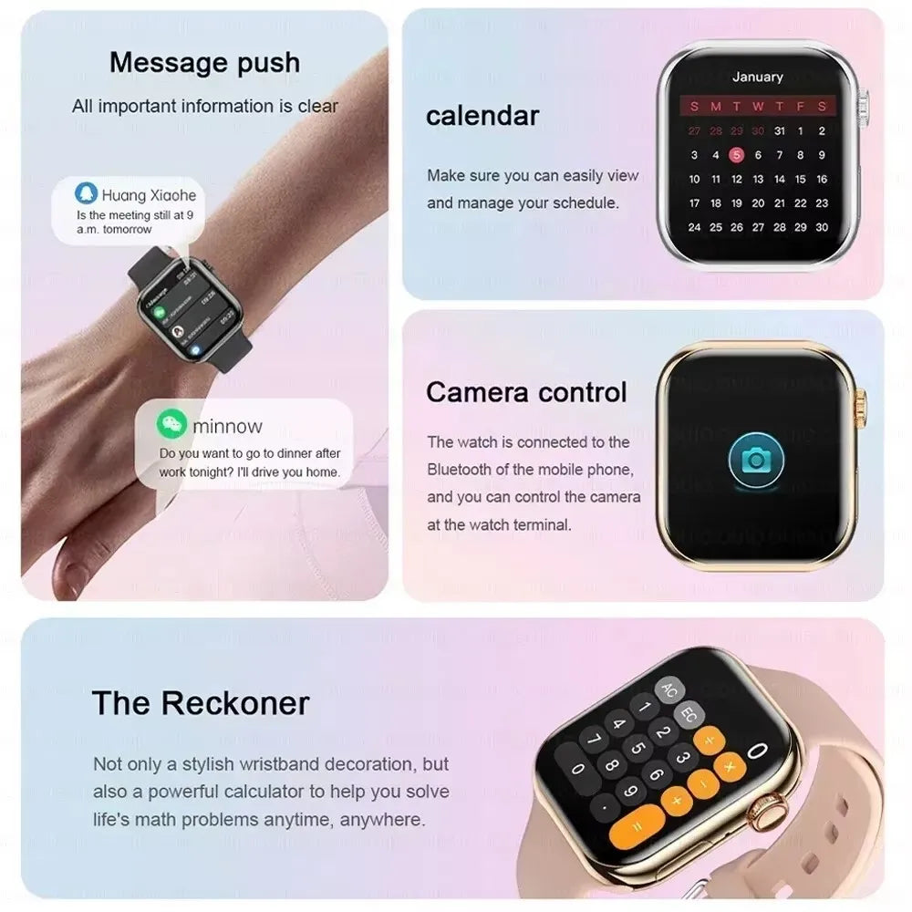 Nova Mart GPS Smart Watch Series 10 with music, NFC, Bluetooth call, digital display, black band and fitness tracking features.