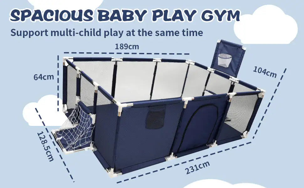 Large Nova Mart IMBABY kids safety playpen with soft padding and ball pool for safe, fun indoor play.