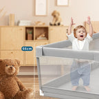Light gray Nova Mart IMBABY baby playpen with pull ring and ball box, designed for safe play areas for infants and toddlers.