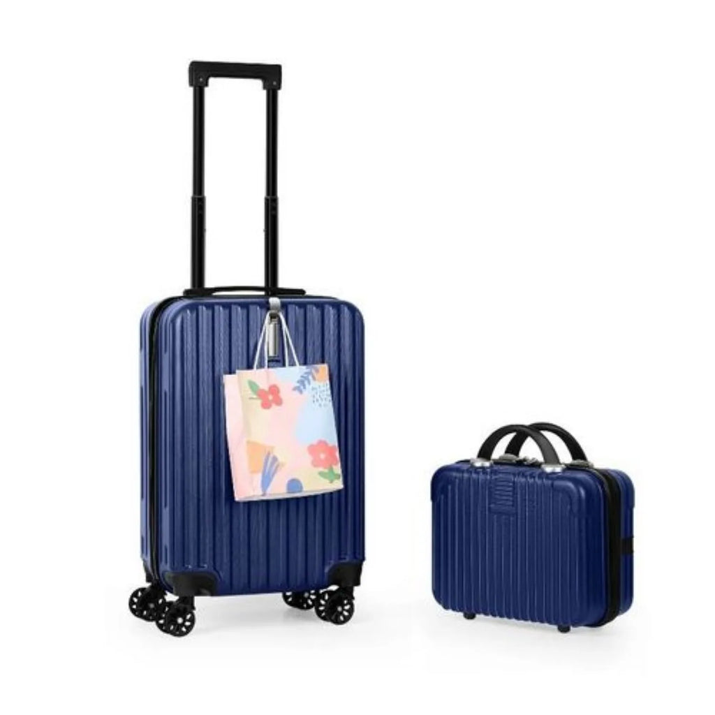 Two-piece Nova Mart hardshell nesting luggage set with TSA locks, including 20-inch and 14-inch suitcases, on a white background.